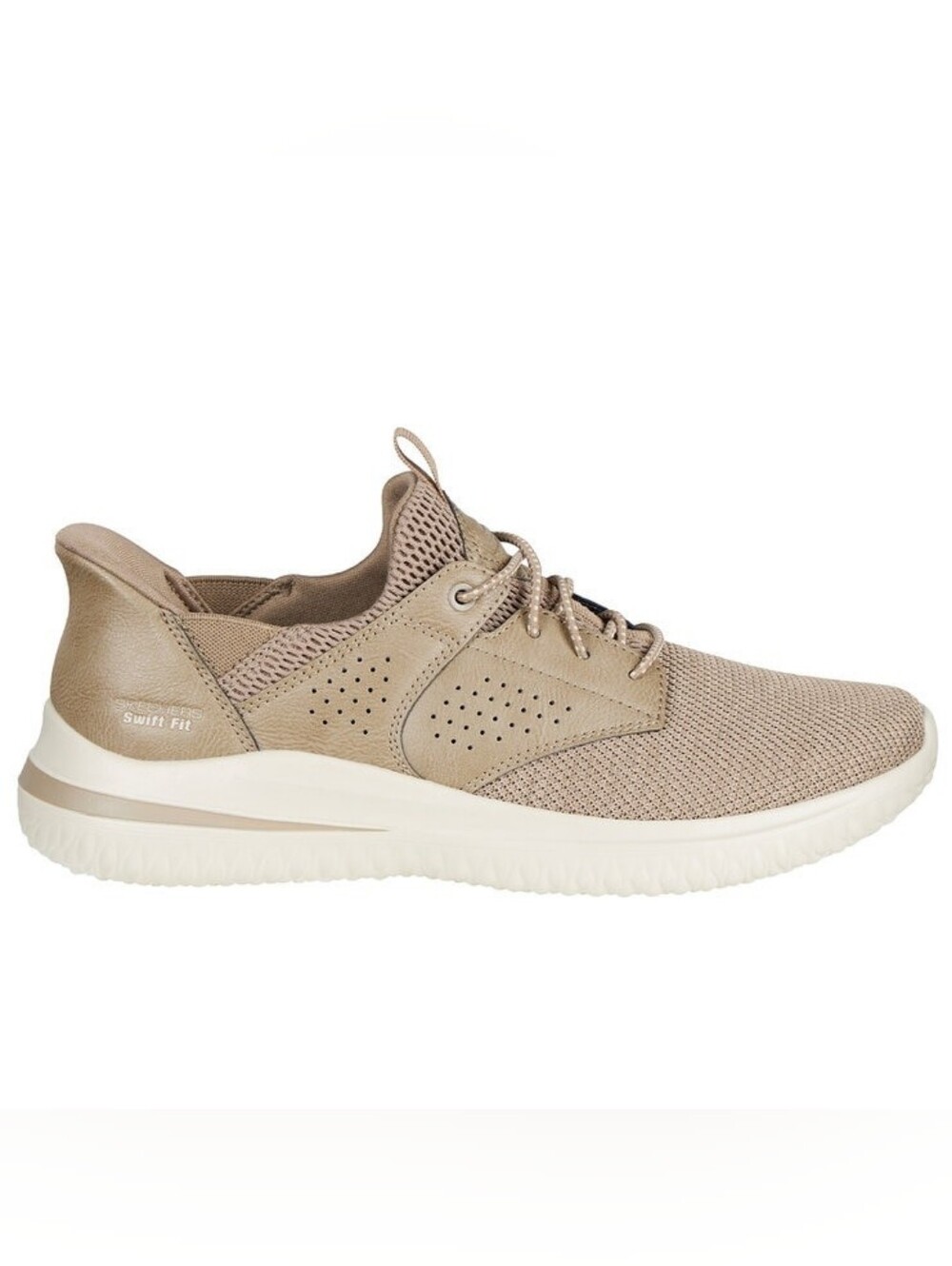 Sketchers Delson Pull On Lightweight Taupe Knit Sneaker Running Hiking Outdoor
